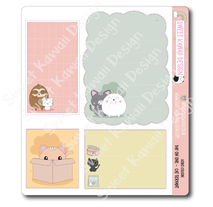 Cat Servant | Hobo Cousin Day On One Page Sticker Sheet