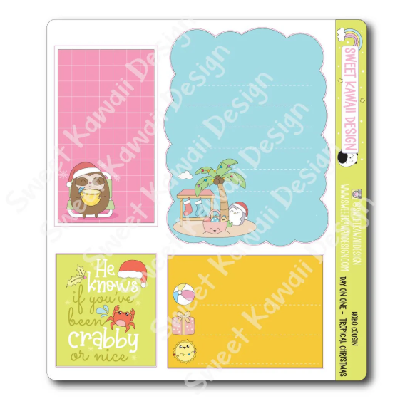 Tropical Christmas | Hobo Cousin Day On One Page Sticker Sheet