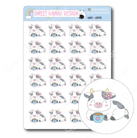 Kawaii Daisy - Coffee | Sticker Sheet