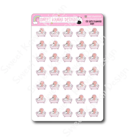 Kawaii Flamingo - Bath | Sticker Sheet