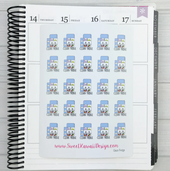 Kawaii Clean Fridge | Sticker Sheet