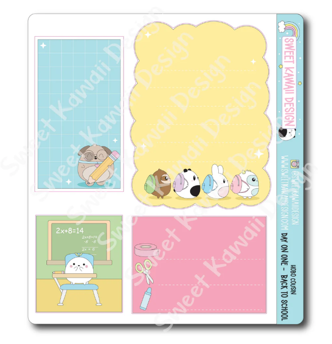 Back To School | Hobo Cousin Day On One Page Sticker Sheet