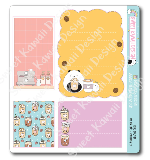 Caffeinated | Hobo Cousin Day On One Page Sticker Sheet