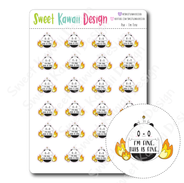 Kawaii Poe - I'm Fine | Sticker Sheet