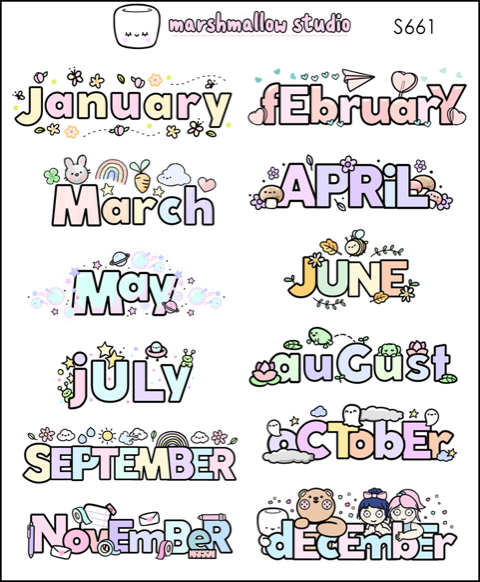 Decorative Months | Sticker Sheet