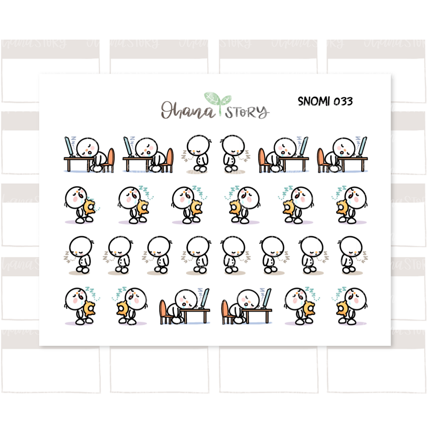 Tired/Sleepy II | Sticker Sheet