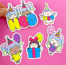 Birthday Characters | 5 Pack Die Cut Stickers