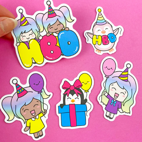 Birthday Characters | 5 Pack Die Cut Stickers