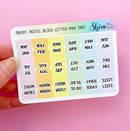 Pastel Block Letter Mini Monthly Tab | Sticker Sheet