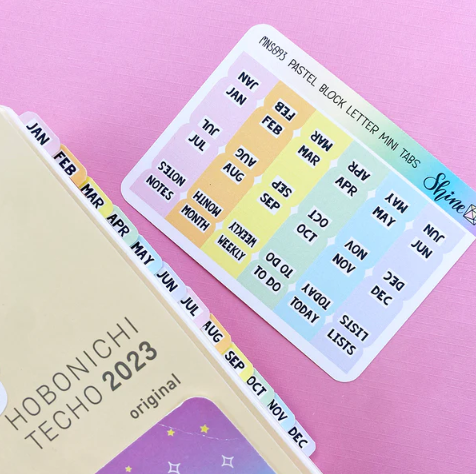 Pastel Block Letter Mini Monthly Tab | Sticker Sheet
