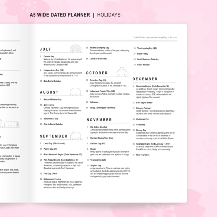 *PRESALE* Dated 2026 Wonton in a Million Sakura A5W Planner