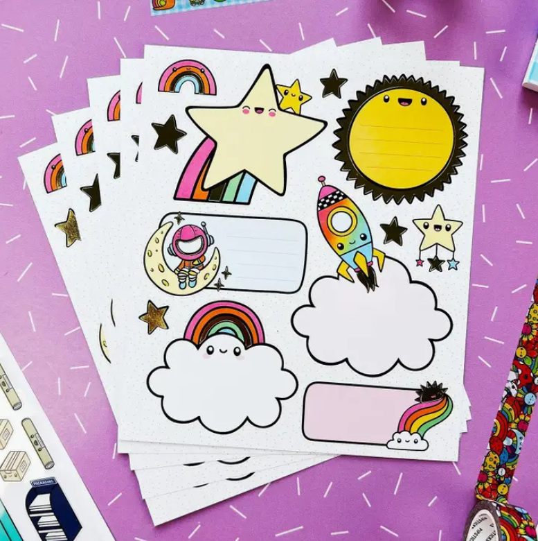 Rainbow Blast Off Labels | Sticker Sheet
