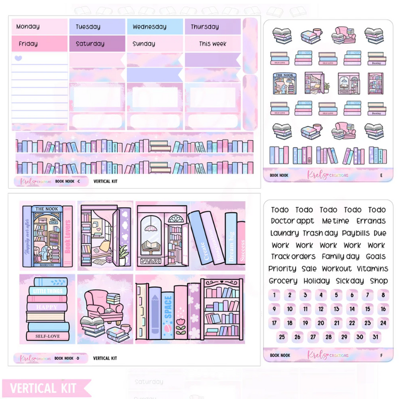 Krels Creations - Book Nook | August 2025 STICKERS & WASHI Subscription