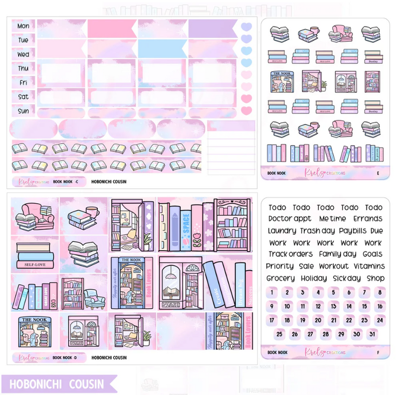 Krels Creations - Book Nook | August 2025 STICKERS & WASHI Subscription