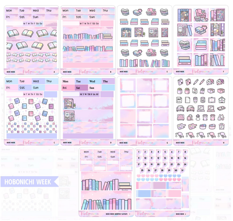 Krels Creations - Book Nook | August 2025 STICKERS & WASHI Subscription