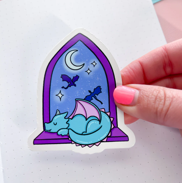 Dragon Bookish Window | Vinyl Sticker