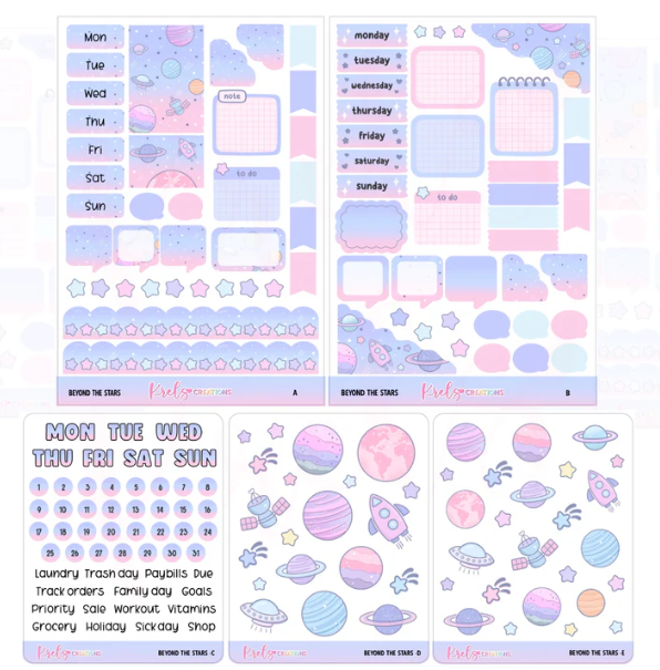 *PRESALE* Krels Creations - Beyond The Stars | November 2025 STICKERS & WASHI Subscription