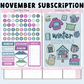 Sweet Bean Plans | NOVEMBER 2025 WASHI & STICKER Subscription