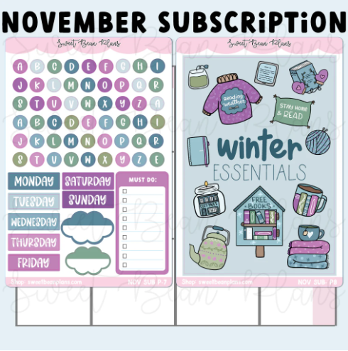 Sweet Bean Plans | NOVEMBER 2025 WASHI & STICKER Subscription