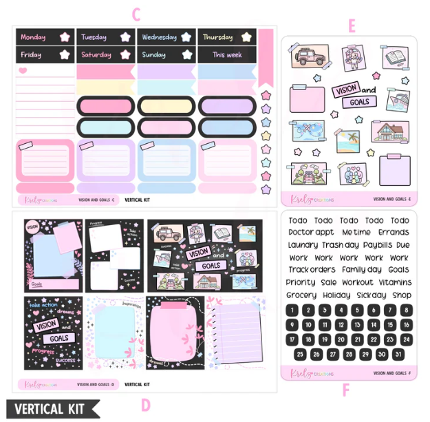Krels Creations - Vision and Goals | December 2025 STICKERS & WASHI Subscription