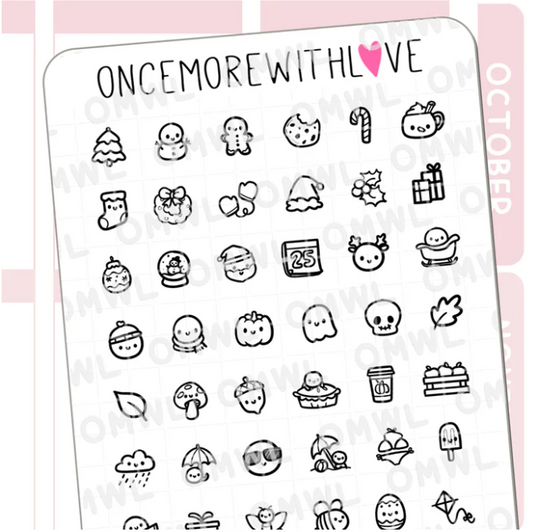 Doodled Icons Pt. 4 | Sticker Sheet