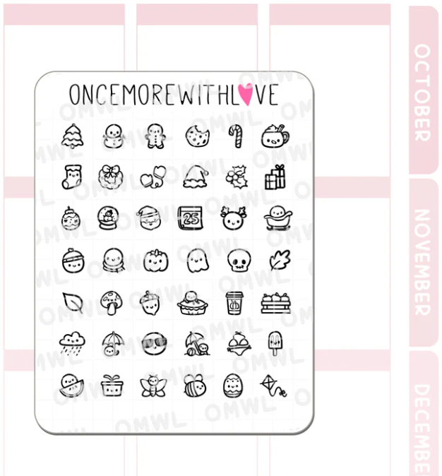 Doodled Icons Pt. 4 | Sticker Sheet