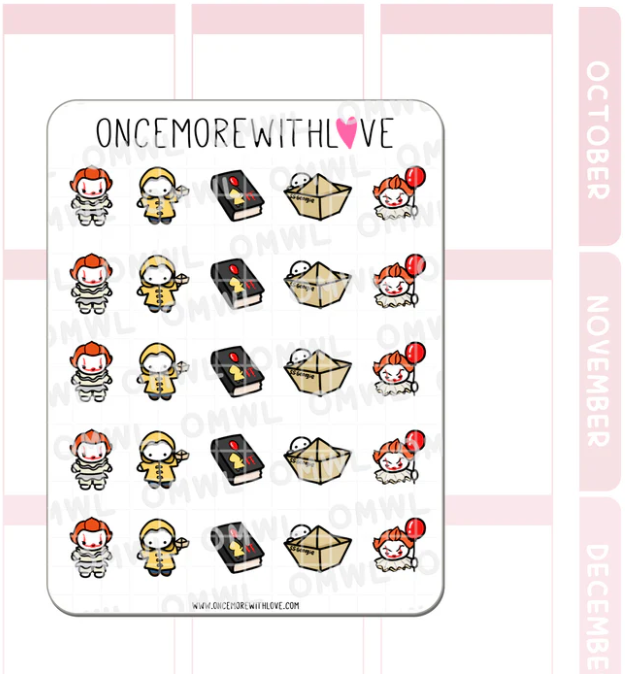 IT Pennywise Halloween Costumes | Sticker Sheet