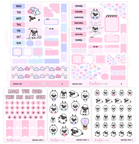 Krels Creations - Sheepishly Sweet | February 2026 STICKERS & WASHI Subscription