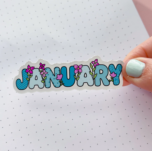 January Floral Word | Vinyl Sticker