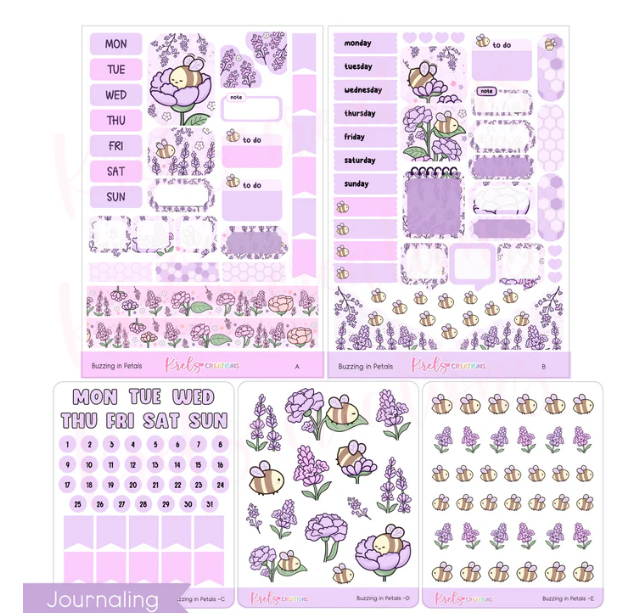 Krels Creations - Buzzing in Petals | May 2026 STICKERS & WASHI Subscription