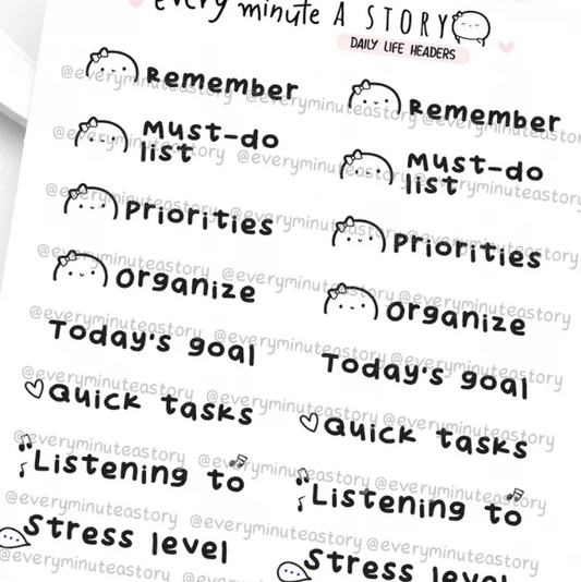 *PREORDER* Daily Life Headers | Sticker Sheet