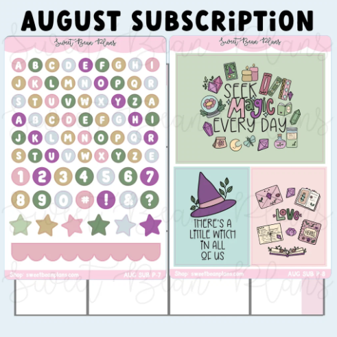 *PRESALE* Sweet Bean Plans | AUGUST 2026 WASHI & STICKER Subscription