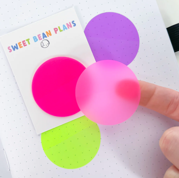 Small Neon Transparent Sticky Circles