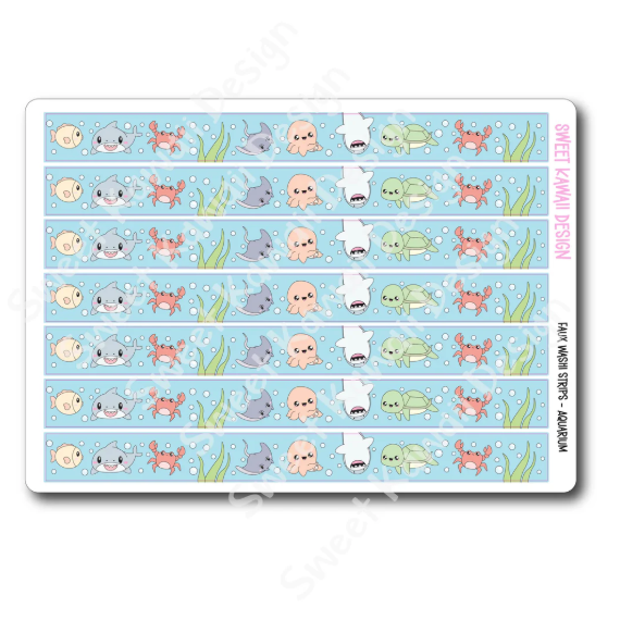 Aquarium | Faux Washi Strips Sticker Sheet