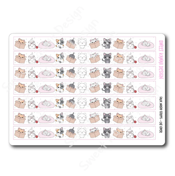 Cat Lover | Faux Washi Strips Sticker Sheet