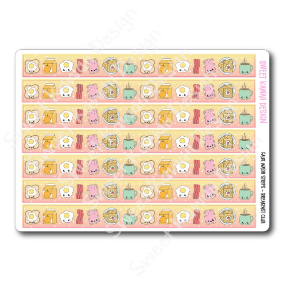 Breakfast Club | Faux Washi Strips Sticker Sheet