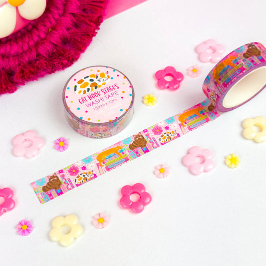Cat Book Stacks | Washi