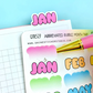 Abbreviated Bubble Letter Monthly Tab | Sticker Sheet