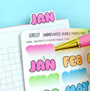 Abbreviated Bubble Letter Monthly Tab | Sticker Sheet