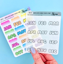 Abbreviated Bubble Letter Monthly Tab | Sticker Sheet