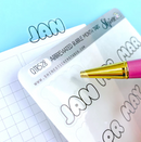 Abbreviated Bubble Letter Monthly Tab | Sticker Sheet