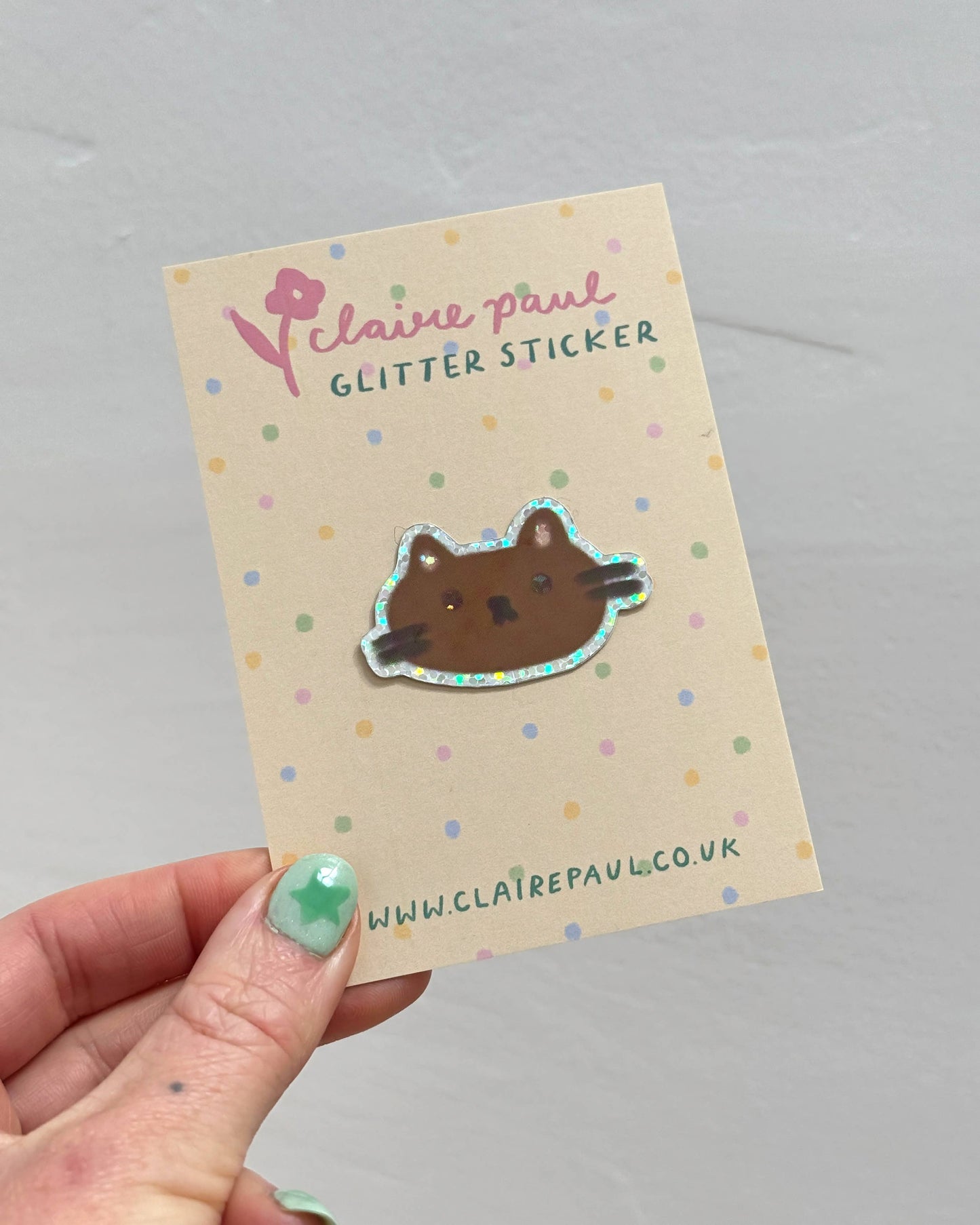 Brown Cat | Holographic Sticker