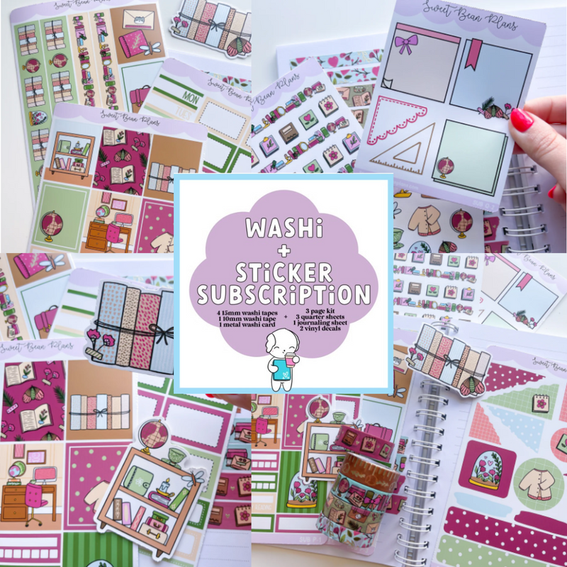 Sweet Bean Plans | July WASHI & STICKER Subscription