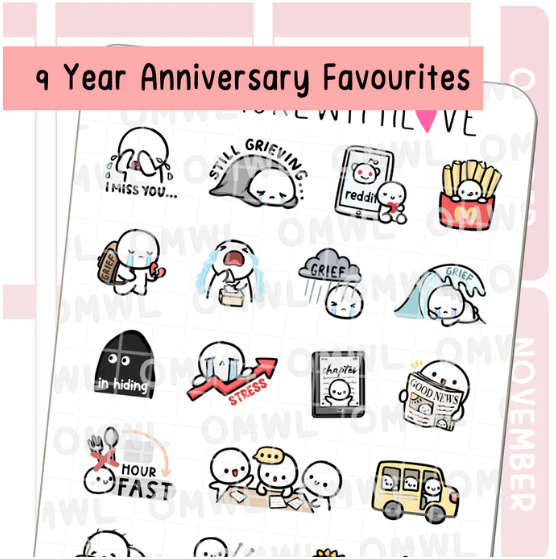 Nine Year Anniversary Favourites | Sticker Sheet