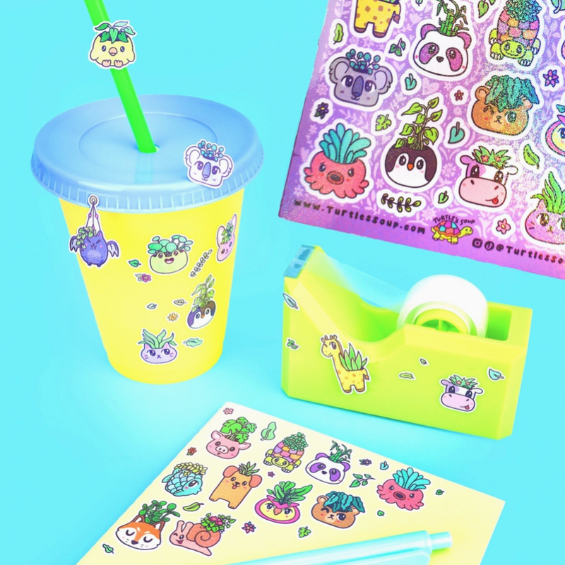 Animal Planter | Vinyl Sticker Sheet