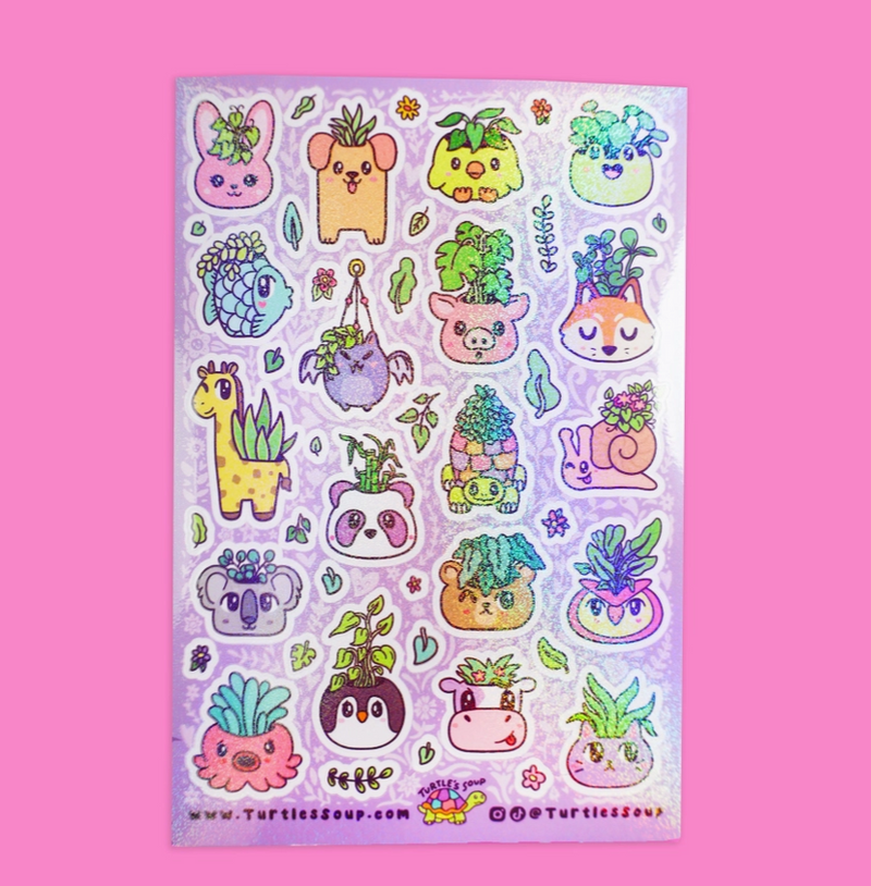 Animal Planter | Vinyl Sticker Sheet