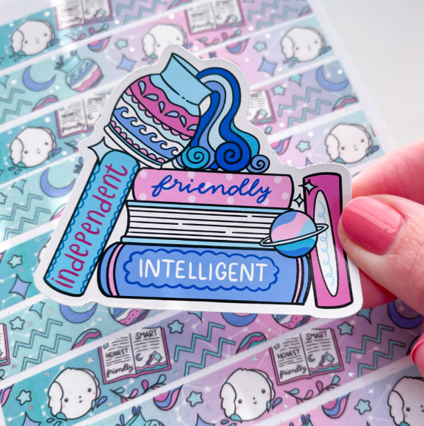Aquarius Book Stack | Vinyl Sticker