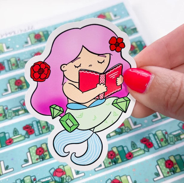 August Reading Mermaid | Vinyl Sticker