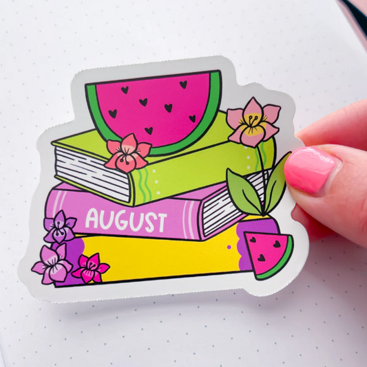 August Book Stack | Vinyl Sticker
