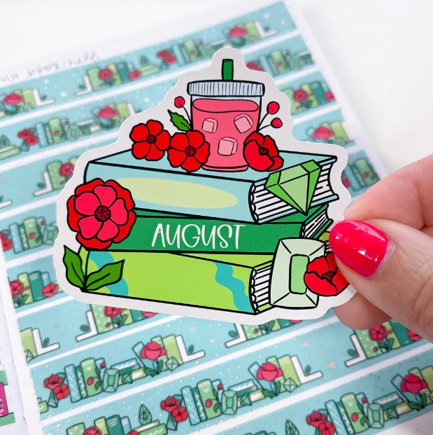 August Book Stack | Vinyl Sticker